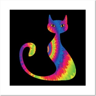 Cat calm tie dye pattern Posters and Art